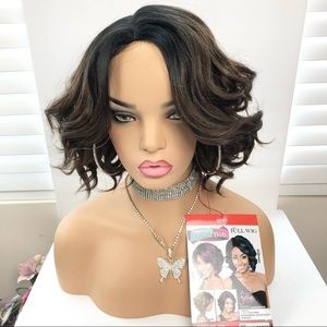 Brown Angled Bob With a Curl Synthetic Wig